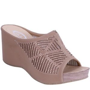NEW Italina Tan Comfort Embellished Platform Wedge